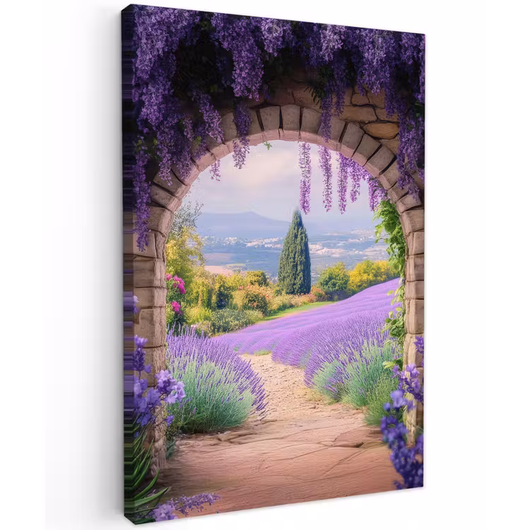 Doorkijk - Lavendel - Bloemen - Paars - Poort canvas 2cm klein -z3d