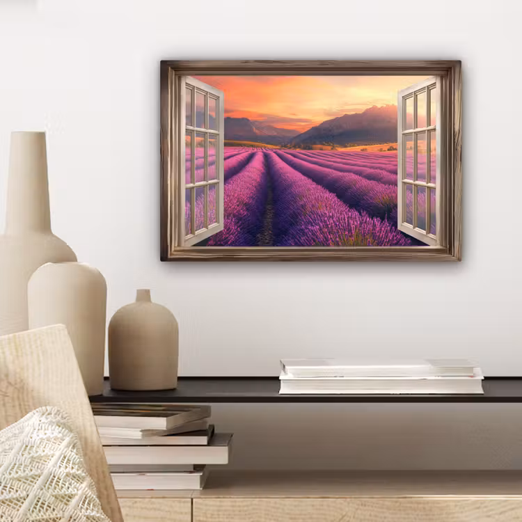 Doorkijk - Lavendel - Landschap - Bloemen - Paars canvas 2cm klein -sfeer6