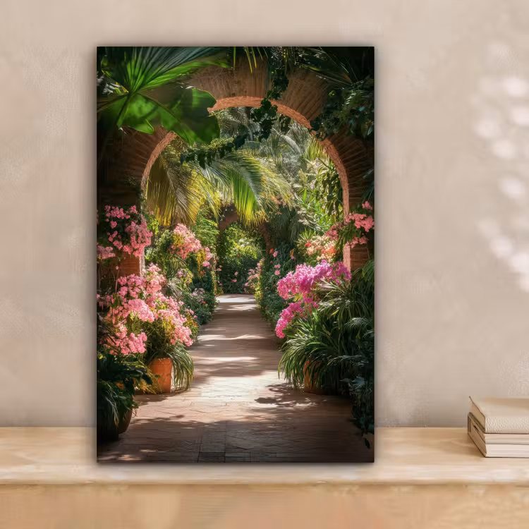 Doorkijk - Tropisch - Bloemen - Natuur canvas 2cm klein -sfeer1