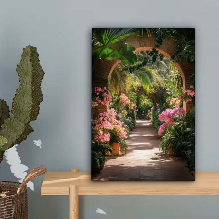 Doorkijk - Tropisch - Bloemen - Natuur canvas 2cm klein -sfeer4