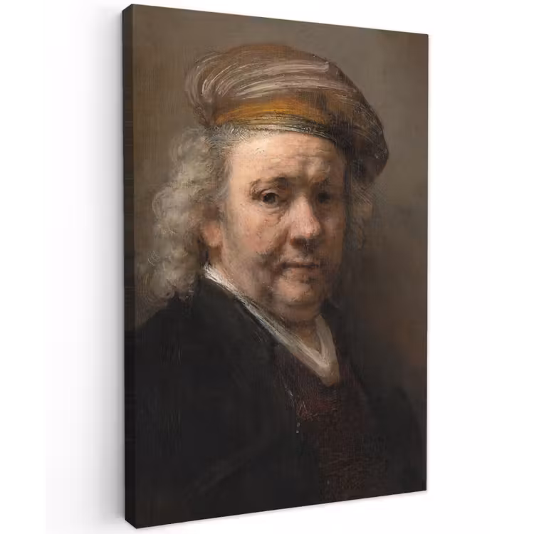 Zelfportret - Schilderij van Rembrandt van Rijn canvas 2cm klein -z3d