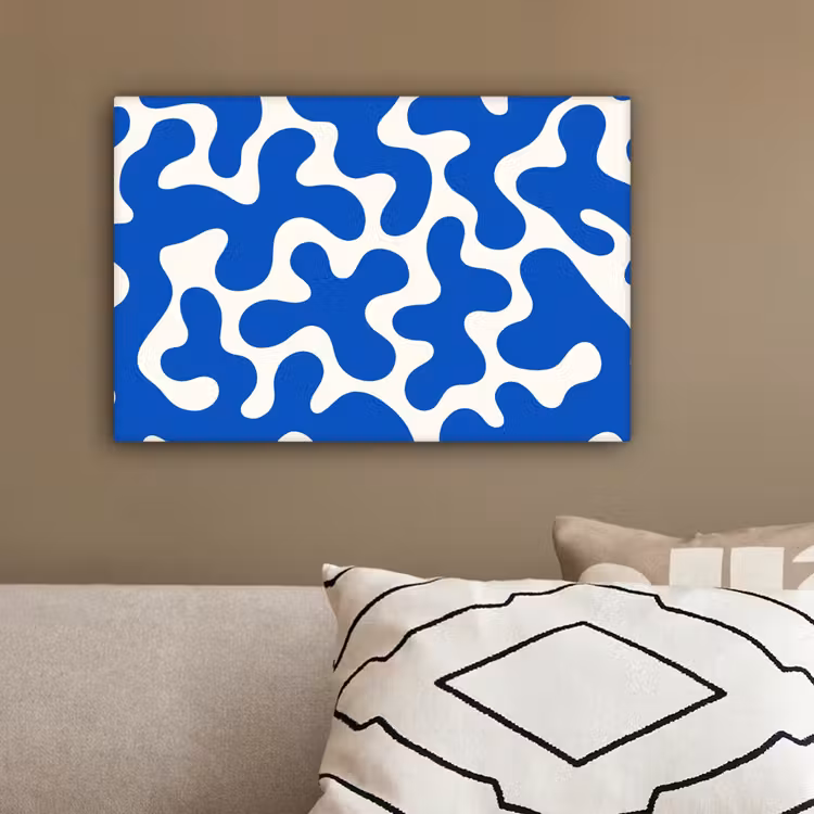 Vormen - Abstract - Blauw - Golven canvas 2cm klein -sfeer3