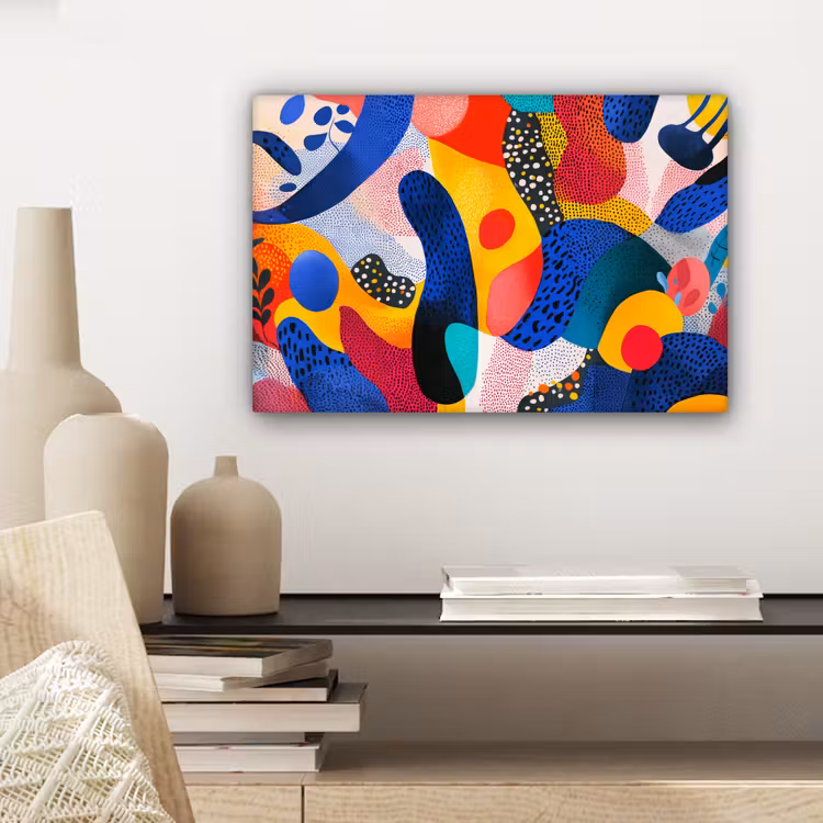 Vormen - Abstract - Stippels - Blauw canvas 2cm klein -sfeer6