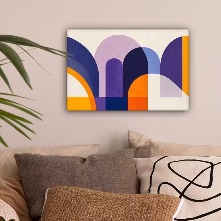 Vormen - Abstract - Grafisch - Oranje canvas 2cm klein -sfeer1