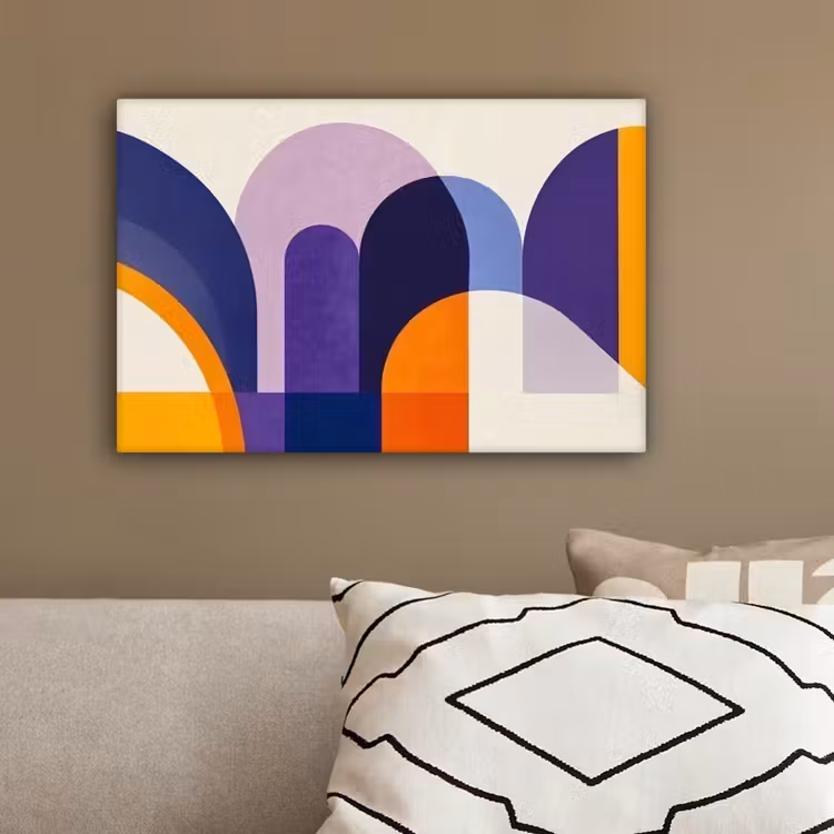 Vormen - Abstract - Grafisch - Oranje canvas 2cm klein -sfeer3