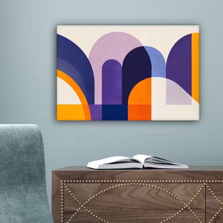 Vormen - Abstract - Grafisch - Oranje canvas 2cm klein -sfeer4