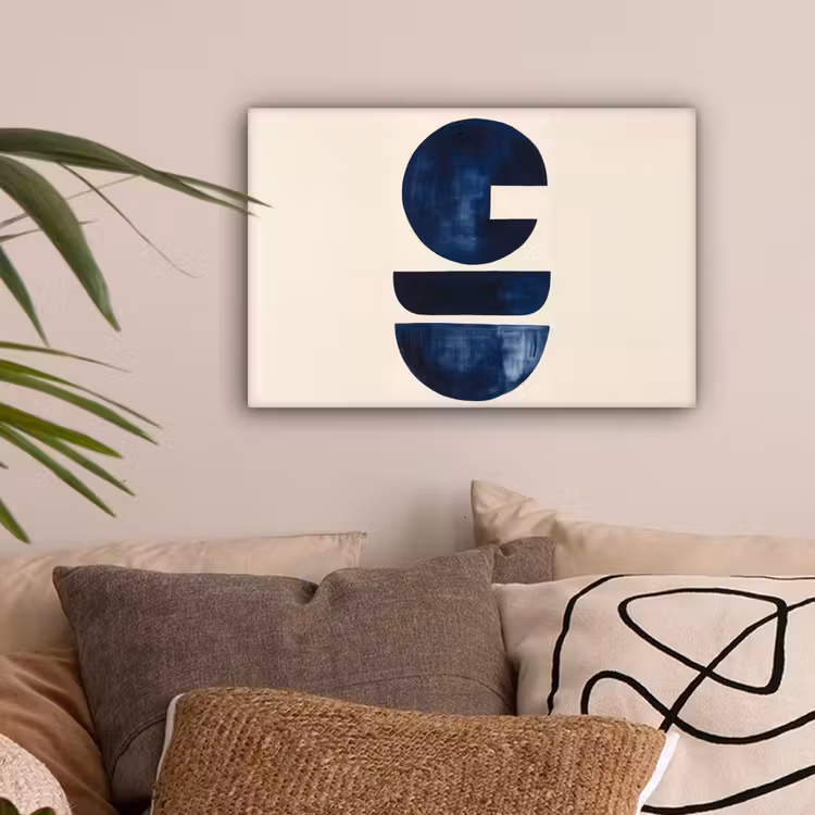 Vormen - Blauw - Abstract canvas 2cm klein -sfeer1