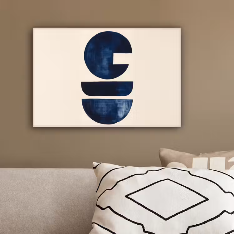 Vormen - Blauw - Abstract canvas 2cm klein -sfeer3