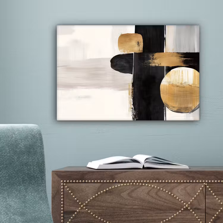 Vormen - Penseelstreken - Abstract - Goud canvas 2cm klein -sfeer4