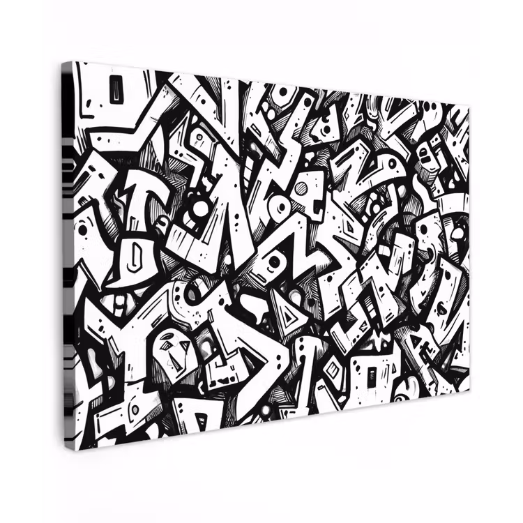 Vormen - Letters - Graffiti - Zwart canvas 2cm klein -z3d