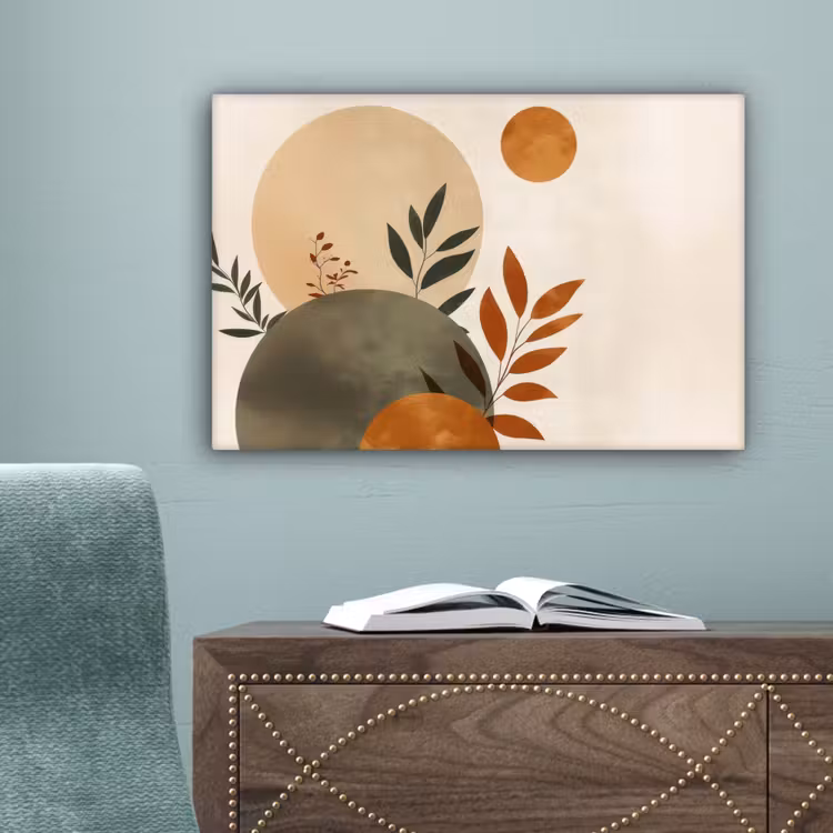 Vormen - Rond - Bladeren - Beige canvas 2cm klein -sfeer4