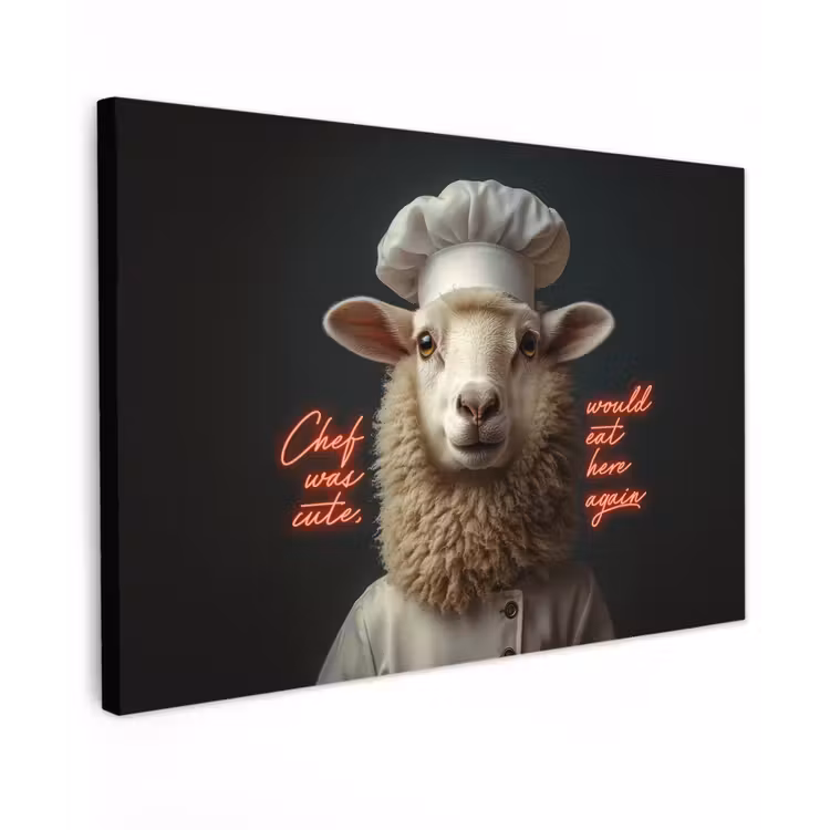 Schaap - Kokskleding - Neon - Quote canvas 2cm klein -z3d