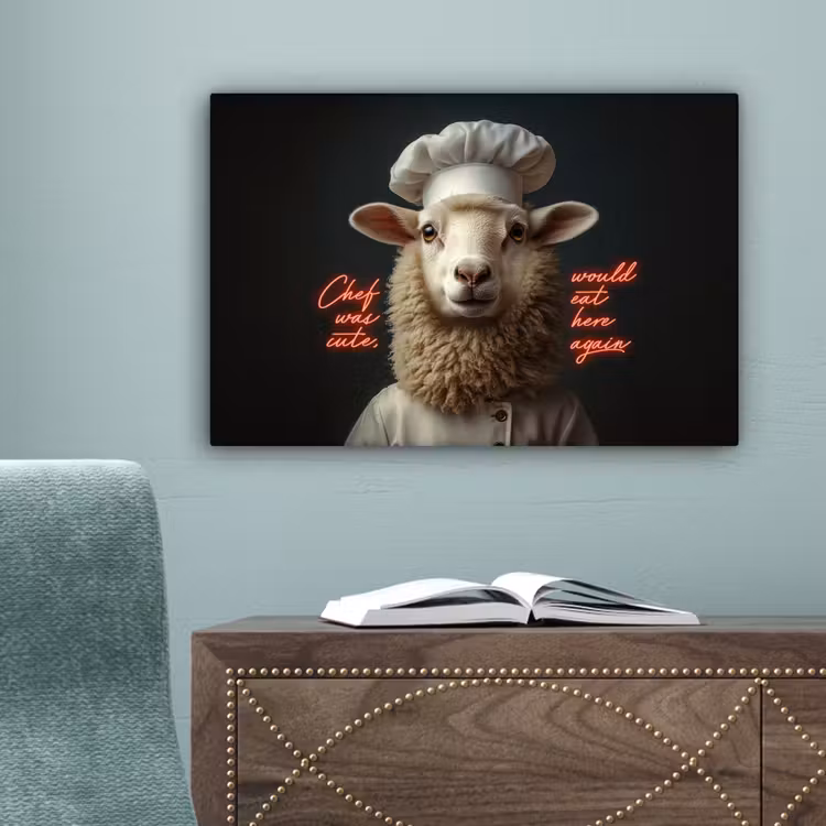 Schaap - Kokskleding - Neon - Quote canvas 2cm klein -sfeer4