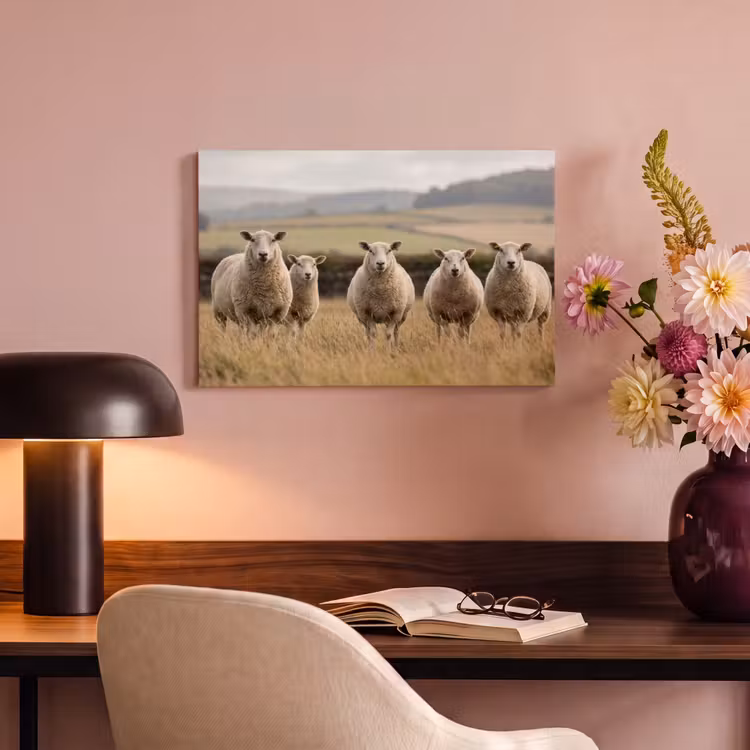 Schapen - Weidenlandschap - Heuvels canvas 2cm klein -sfeer4