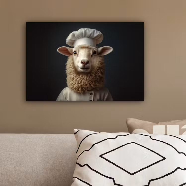 Schaap - Wol - Kok canvas 2cm klein -sfeer3