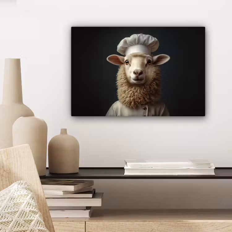Schaap - Wol - Kok canvas 2cm klein -sfeer6