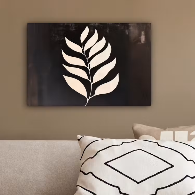 Blad - Wit - Minimalistisch canvas 2cm klein -sfeer3