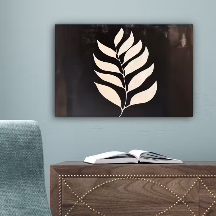 Blad - Wit - Minimalistisch canvas 2cm klein -sfeer4