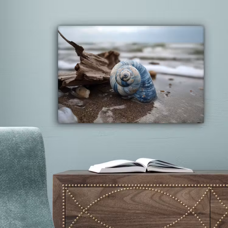 Schelp - Strand - Blauw - Zee canvas 2cm klein -sfeer4
