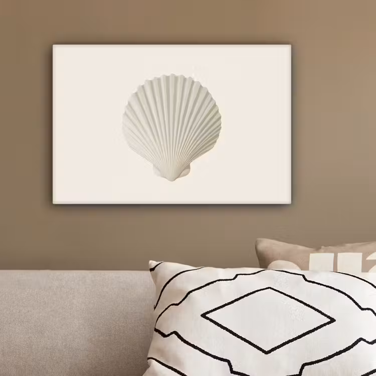 Schelp - Minimalistisch - Wit canvas 2cm klein -sfeer3