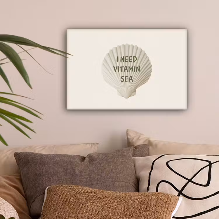 Schelp - Quote - Groen canvas 2cm klein -sfeer1