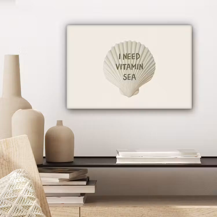 Schelp - Quote - Groen canvas 2cm klein -sfeer6