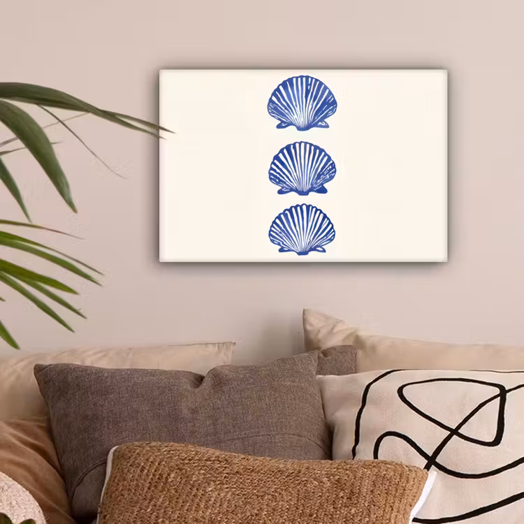 Schelpen - Blauw - Patroon canvas 2cm klein -sfeer1