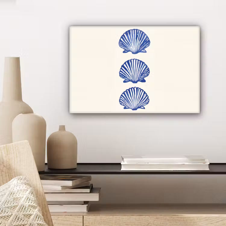 Schelpen - Blauw - Patroon canvas 2cm klein -sfeer6