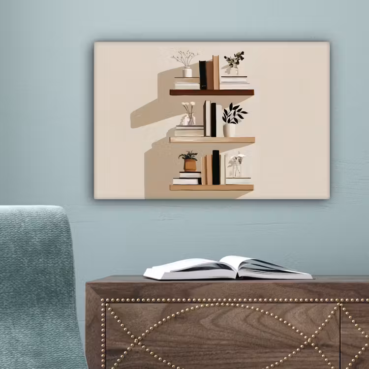 Plankjes - Boeken - Vaasjes - Planten canvas 2cm klein -sfeer4