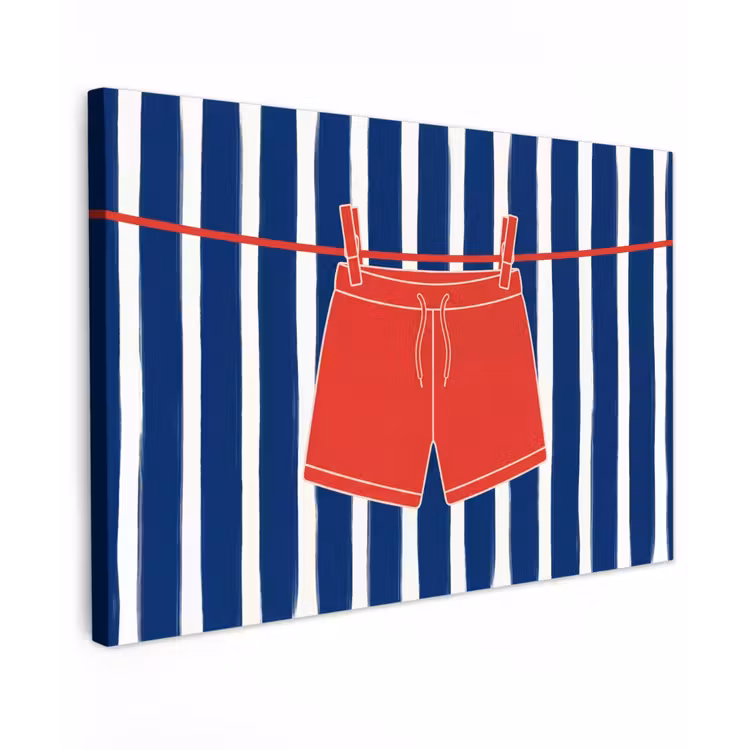Shorts - Waslijn - Zomer - Illustratie - Rood canvas 2cm klein -z3d