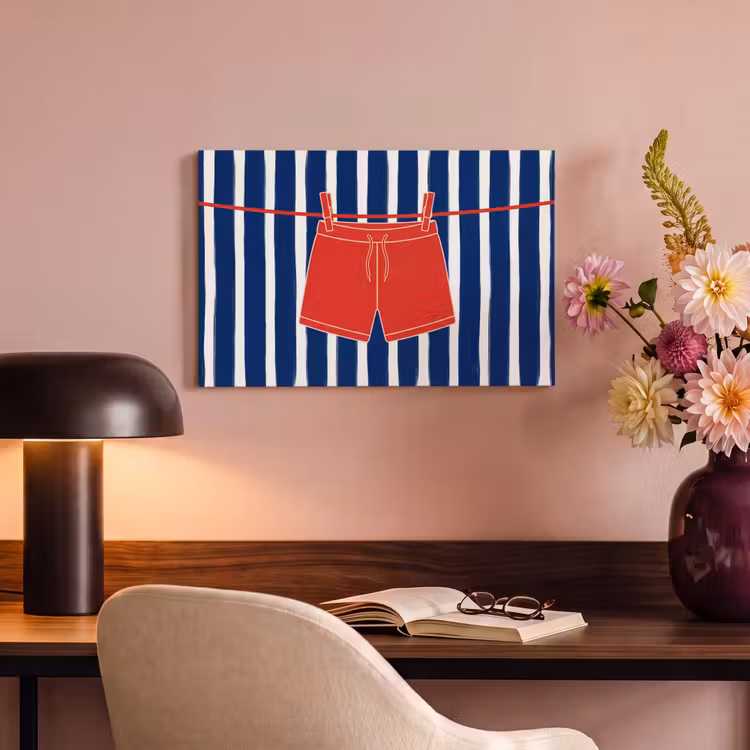 Shorts - Waslijn - Zomer - Illustratie - Rood canvas 2cm klein -sfeer4
