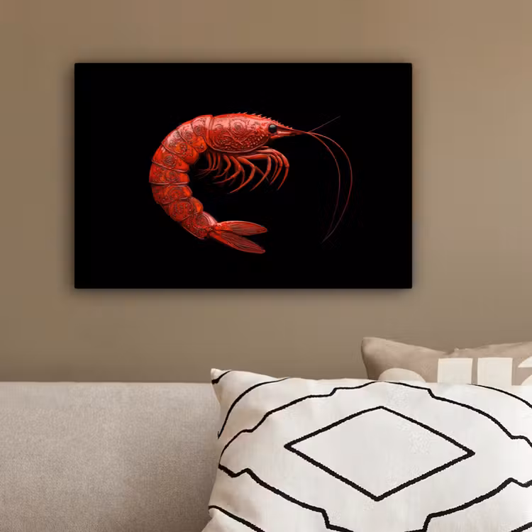 Garnaal - Rood - Dieren canvas 2cm klein -sfeer3