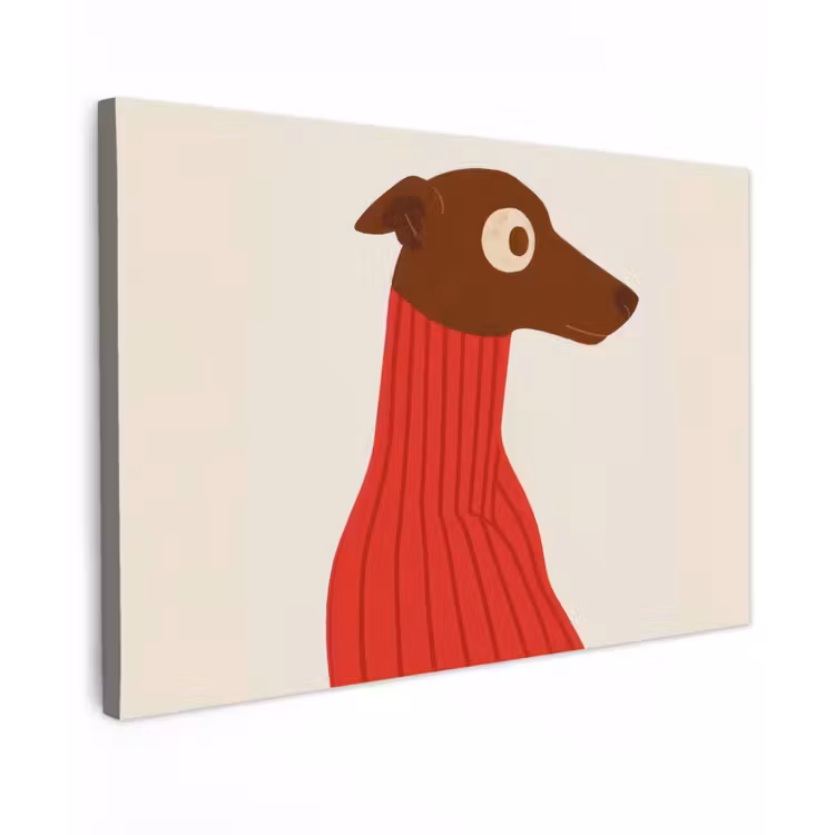 Silhouet - Hond - Trui - Rood canvas 2cm klein -z3d