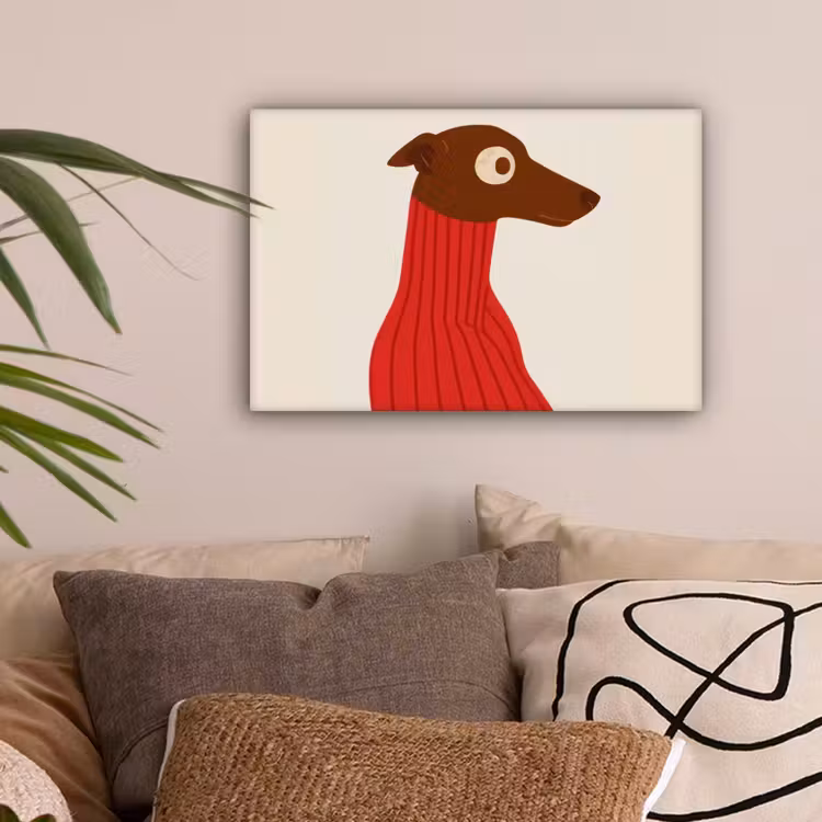 Silhouet - Hond - Trui - Rood canvas 2cm klein -sfeer1
