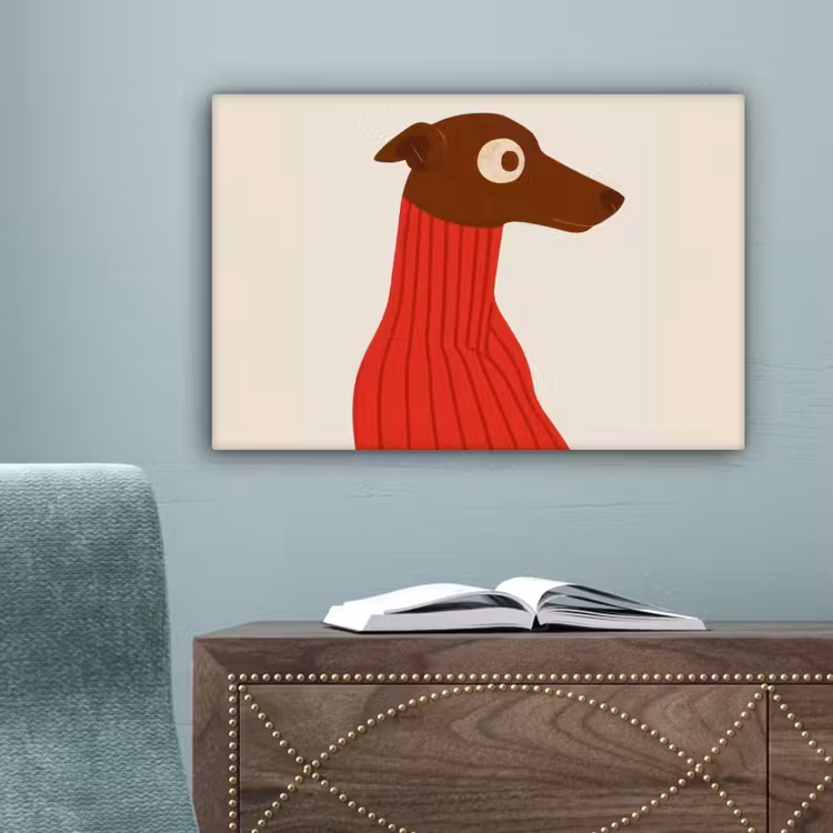 Silhouet - Hond - Trui - Rood canvas 2cm klein -sfeer4