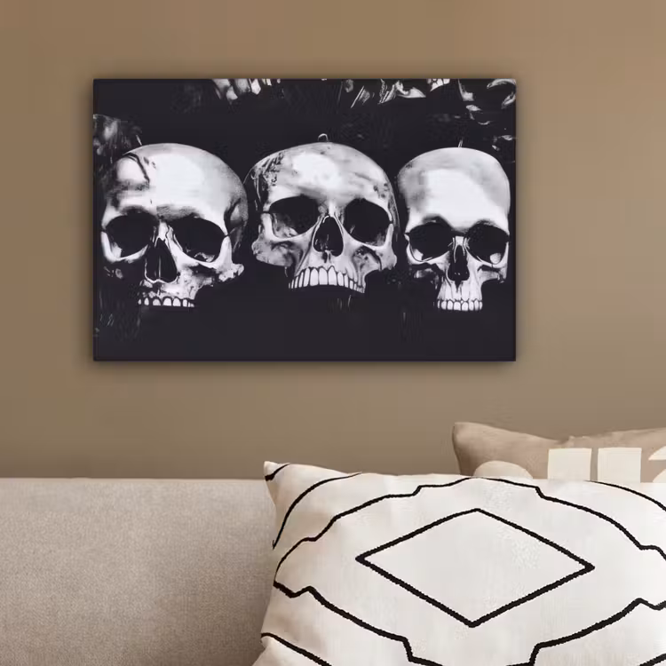 Schedels - Zwart - Contrast canvas 2cm klein -sfeer3