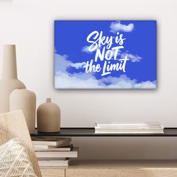Sky is not the limit - Blauwe lucht - Wolken canvas 2cm klein -sfeer6