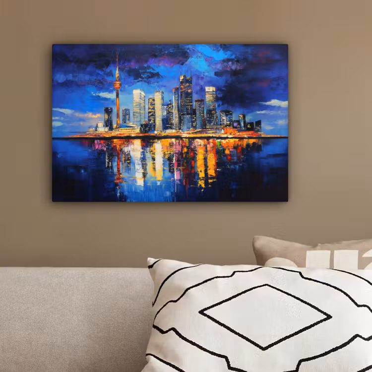 Skyline Toronto - Modern - Stadslicht - Blauw canvas 2cm klein -sfeer3