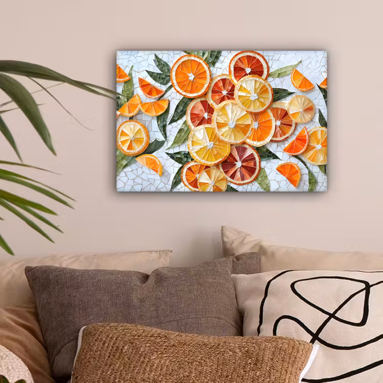 Schijfjes - Fruit - Oranje - Mozaïek canvas 2cm klein -sfeer1