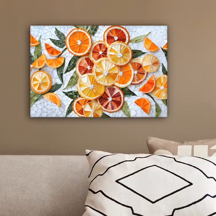 Schijfjes - Fruit - Oranje - Mozaïek canvas 2cm klein -sfeer3