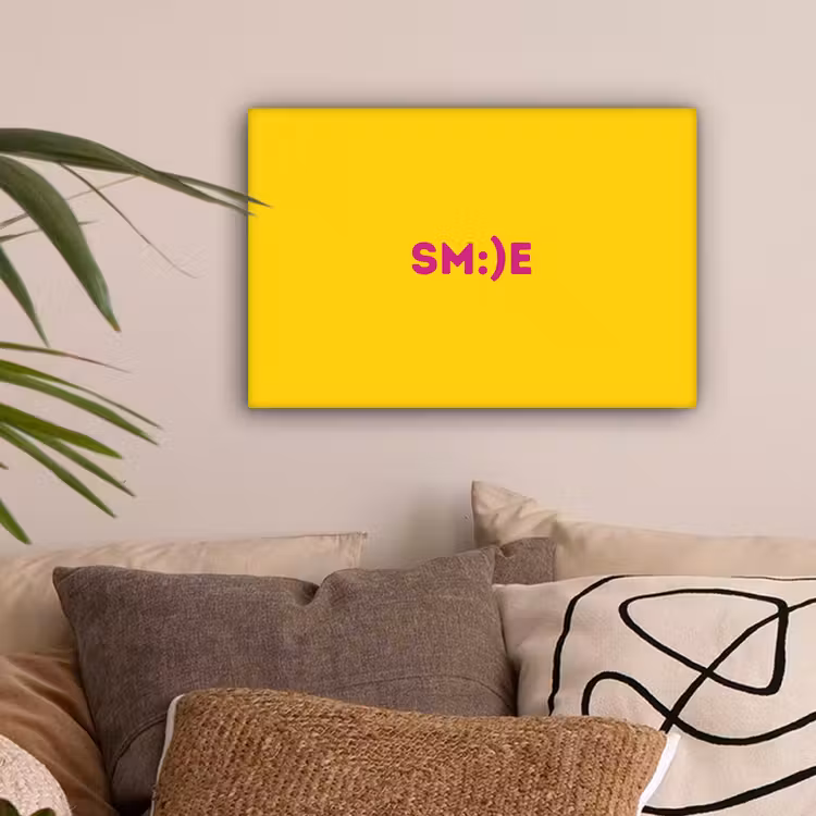 Smile - Roze - Geel canvas 2cm klein -sfeer1