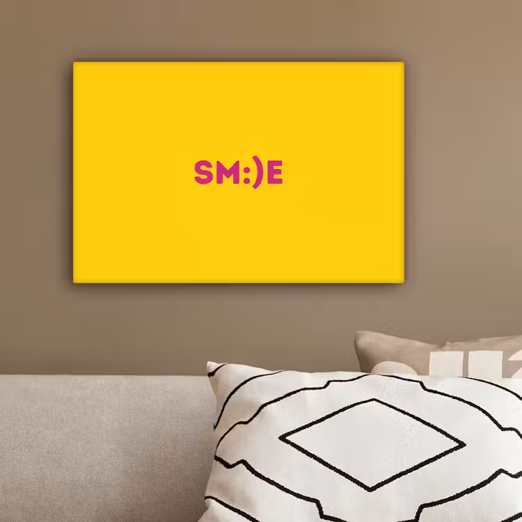 Smile - Roze - Geel canvas 2cm klein -sfeer3