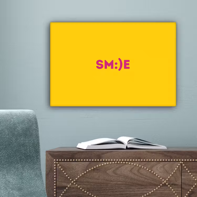 Smile - Roze - Geel canvas 2cm klein -sfeer4