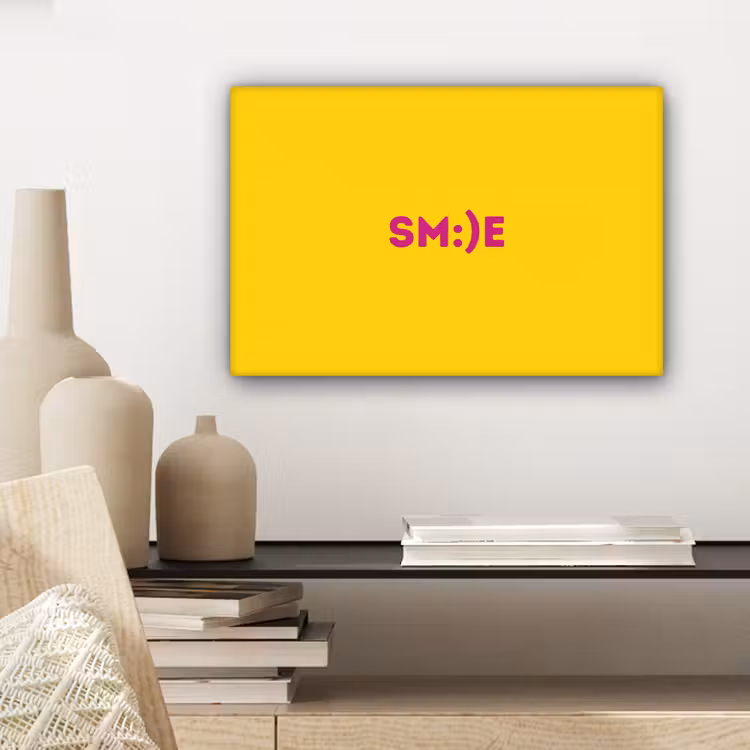 Smile - Roze - Geel canvas 2cm klein -sfeer6