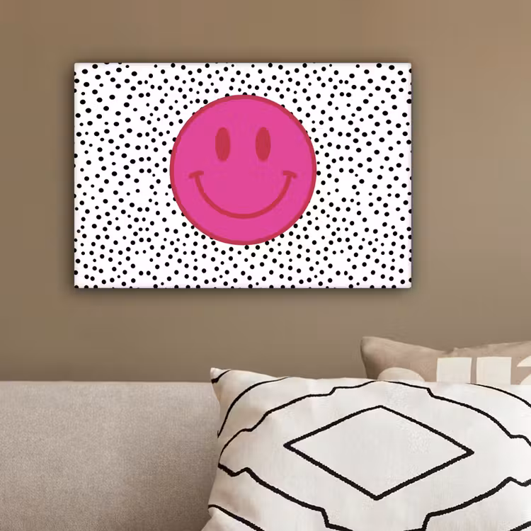 Smiley - Roze - Stippen canvas 2cm klein -sfeer3