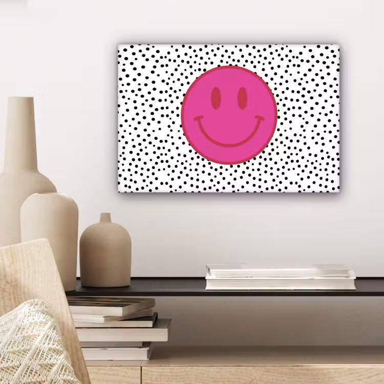 Smiley - Roze - Stippen canvas 2cm klein -sfeer6
