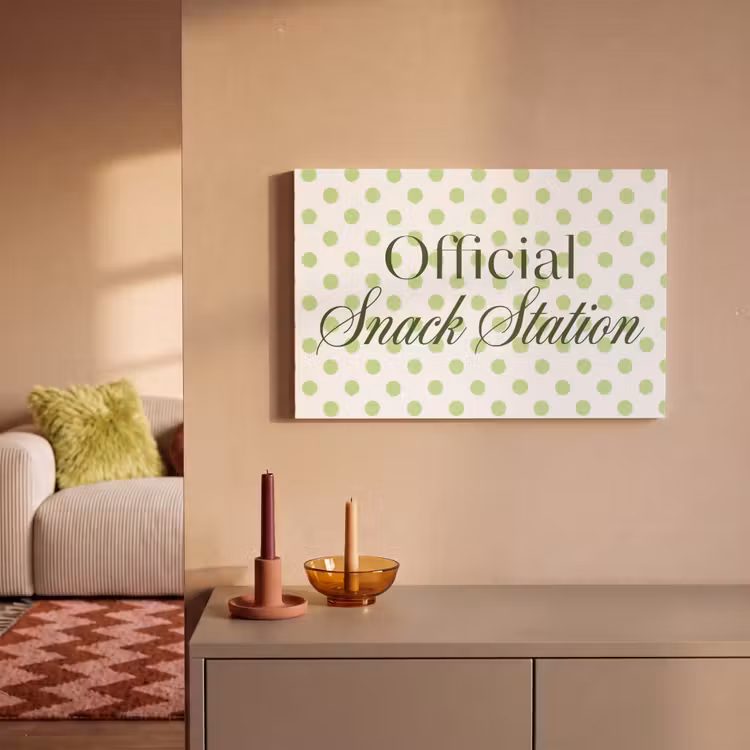 Snack Station - Groen - Stippen canvas 2cm klein -sfeer1