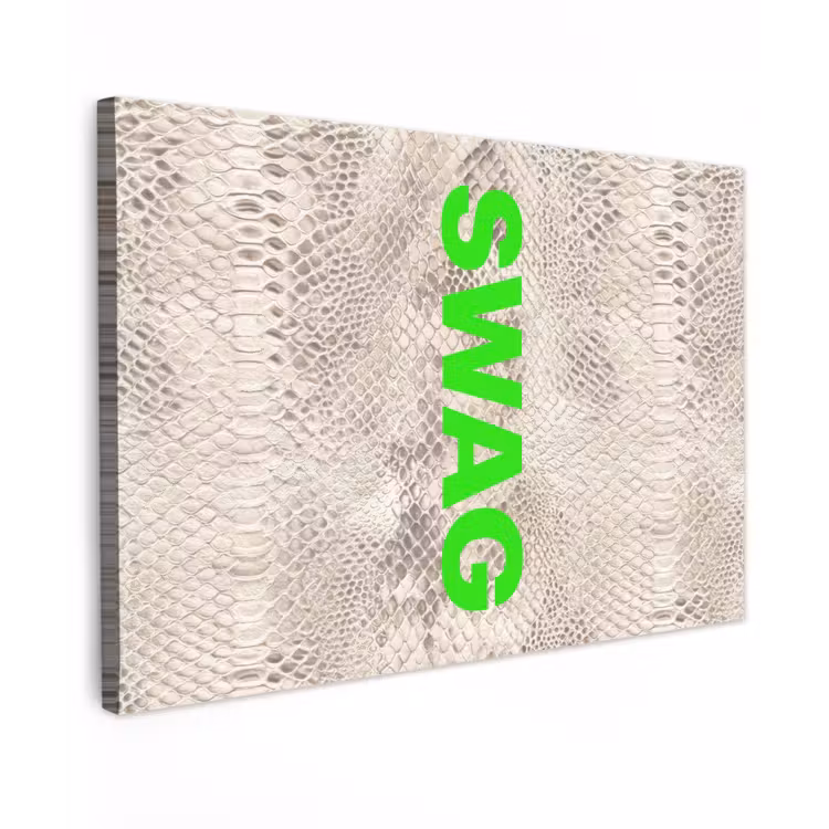 Slangenprint - SWAG - Neon - Groen canvas 2cm klein -z3d