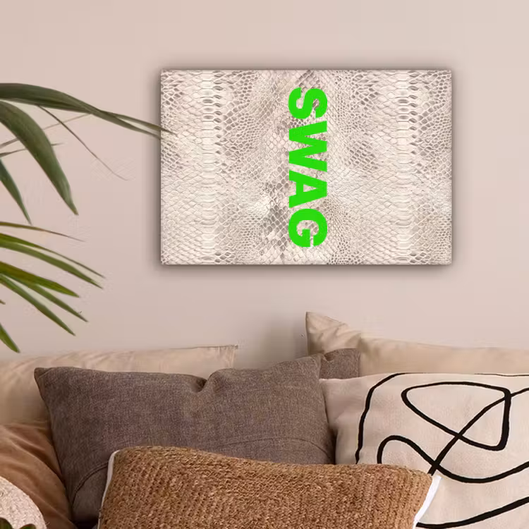 Slangenprint - SWAG - Neon - Groen canvas 2cm klein -sfeer1