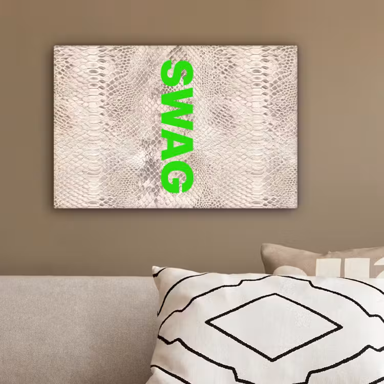 Slangenprint - SWAG - Neon - Groen canvas 2cm klein -sfeer3